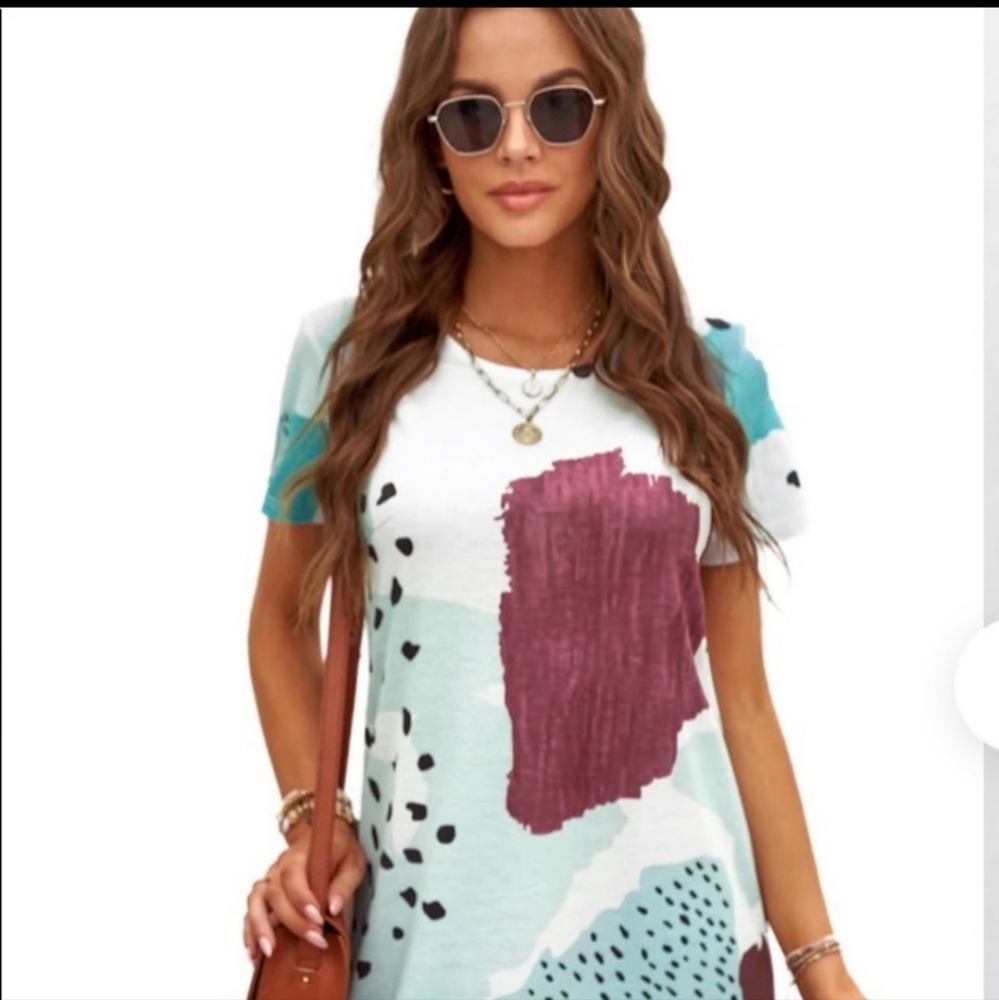 White Leopard Splicing Color Block Mini Dress - Picture 5 of 7